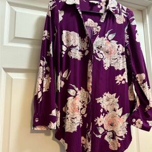 Candie's Purple 3/4 Sleeve Button Down Shirt